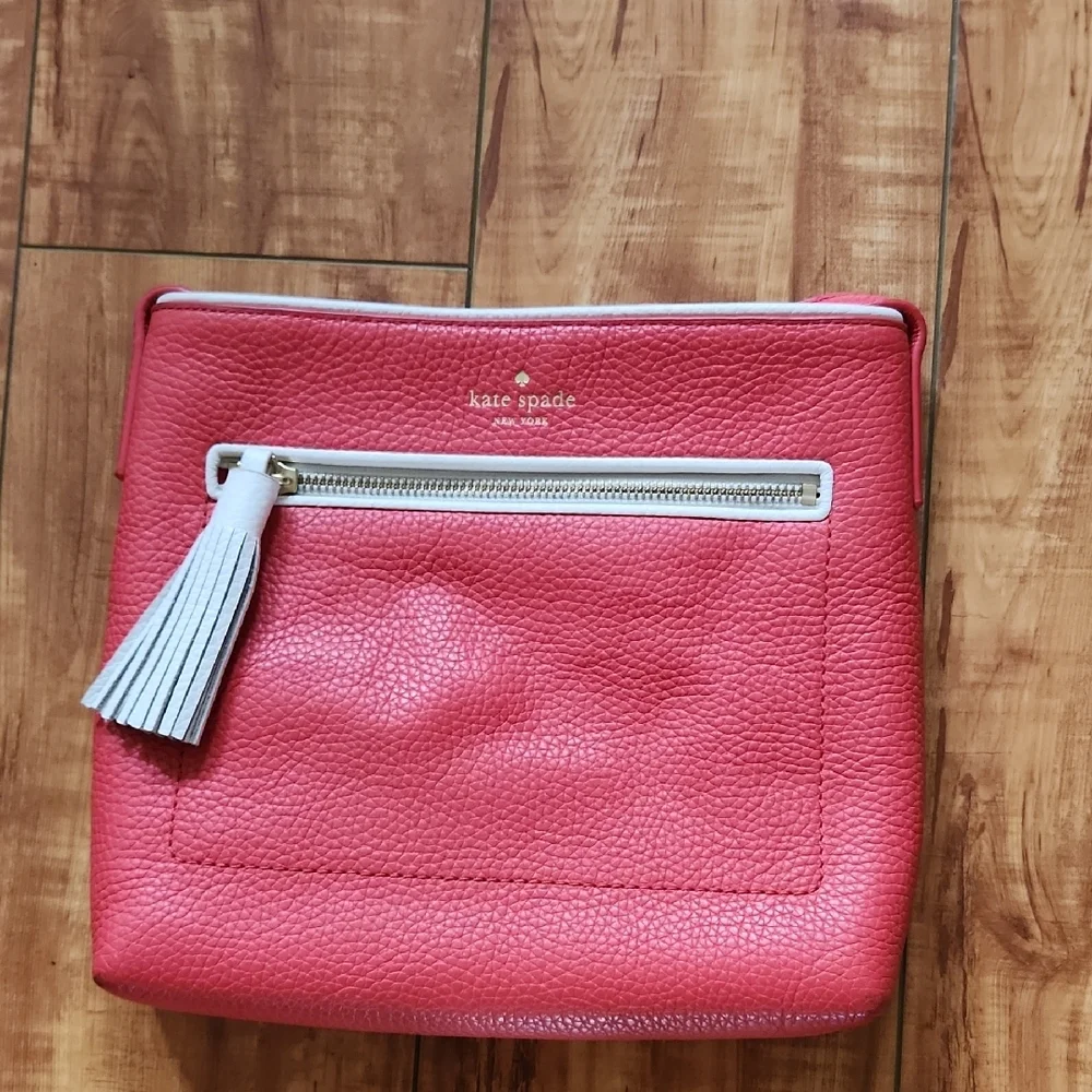 Kate Spade Pink Leather Shoulder Bag with White Tassel
